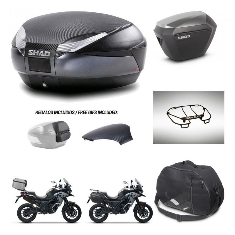 SHAD Maletas sh23 alu + soporte montaje baul SH48 tapa respaldo accesorios 49 L KIT-476077