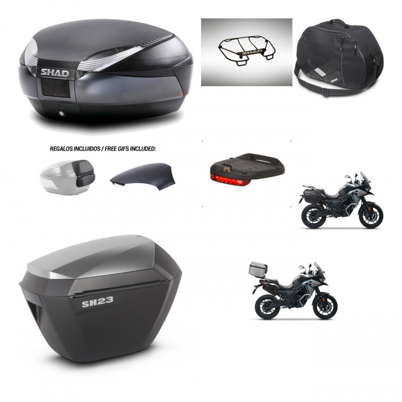 SHAD SH23 alu suitcases + mounting bracket SH48 trunk backrest cover accessories 49 L KIT-476083
