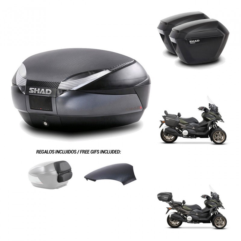 SHAD Maletas sh23 + soporte montaje baul SH48 tapa respaldo 49 L KIT-476086