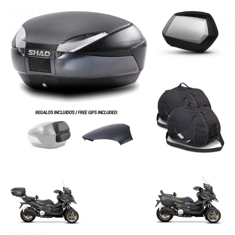 SHAD Maletas SH35 PREMIUM + soporte montaje baul SH48 tapa respaldo accesorios 49 L KIT-476088