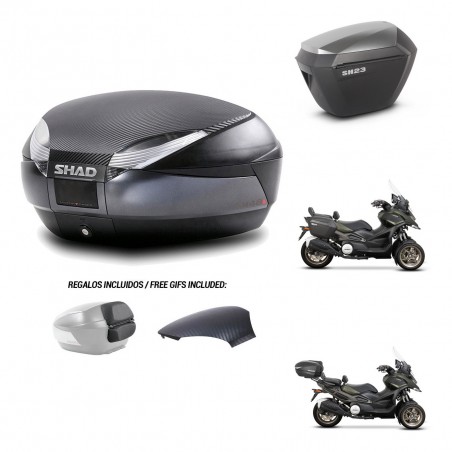 SHAD Maletas sh23 alu + soporte montaje baul SH48 tapa respaldo 49 L KIT-476089