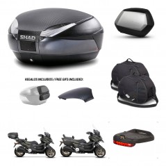 SHAD Maletas SH35 PREMIUM + soporte montaje baul SH48 tapa respaldo accesorios 49 L KIT-476094