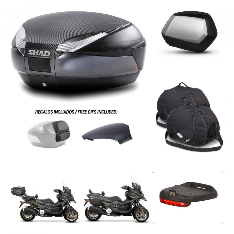SHAD SH35 PREMIUM suitcases + mounting bracket SH48 trunk backrest cover accessories 49 L KIT-476094