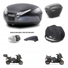 SHAD SH23 alu suitcases + mounting bracket SH48 trunk backrest cover accessories 49 L KIT-476101