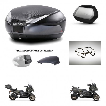SHAD Maletas SH35 PREMIUM + soporte montaje baul SH48 tapa respaldo accesorios 49 L KIT-476111