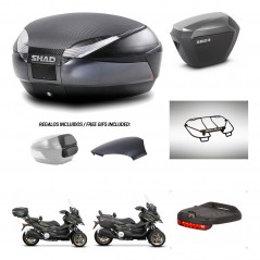 SHAD Maletas sh23 alu + soporte montaje baul SH48 tapa respaldo accesorios 49 L KIT-476119