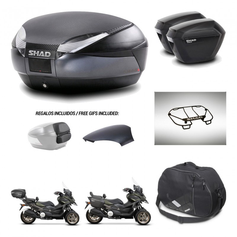 SHAD Suitcases sh23 + mounting bracket trunk SH48 backrest cover accessories 49 L KIT-476122