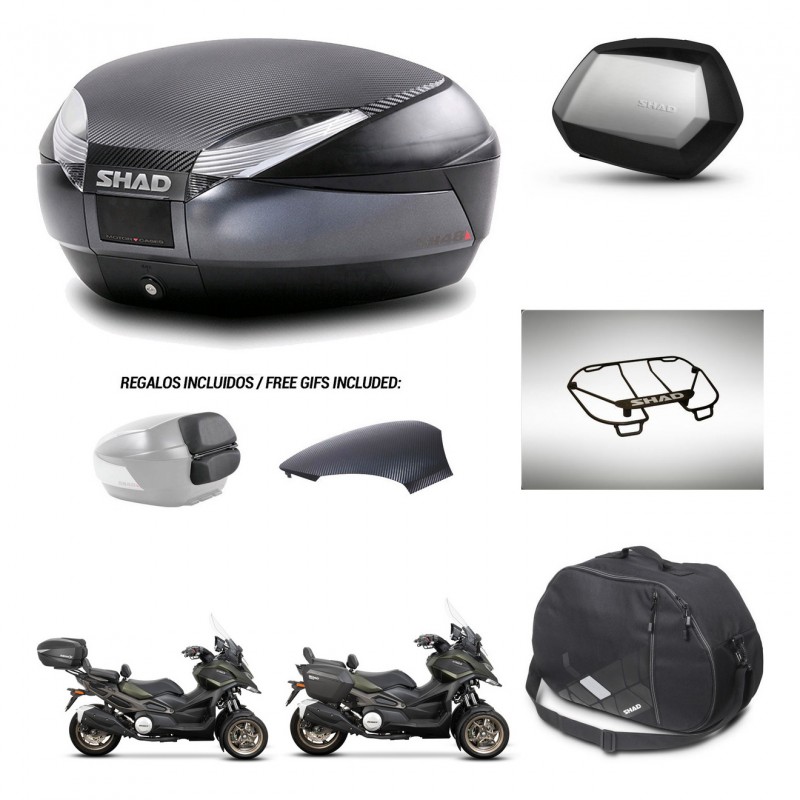 SHAD SH35 PREMIUM suitcases + mounting bracket SH48 trunk backrest cover accessories 49 L KIT-476123