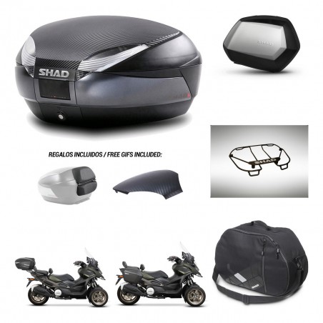 SHAD Maletas SH35 PREMIUM + soporte montaje baul SH48 tapa respaldo accesorios 49 L KIT-476123