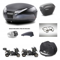 SHAD SH23 alu suitcases + mounting bracket SH48 trunk backrest cover accessories 49 L KIT-476125