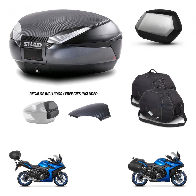 SHAD SH35 PREMIUM suitcases + mounting bracket SH48 trunk backrest cover accessories 49 L KIT-476136