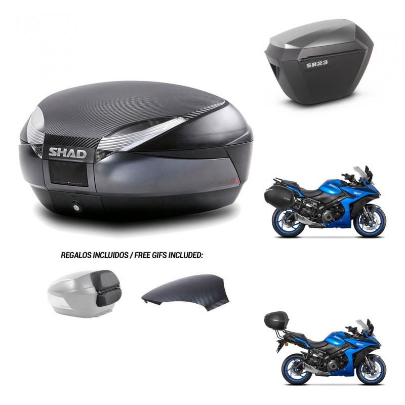 SHAD Maletas sh23 alu + soporte montaje baul SH48 tapa respaldo 49 L KIT-476137