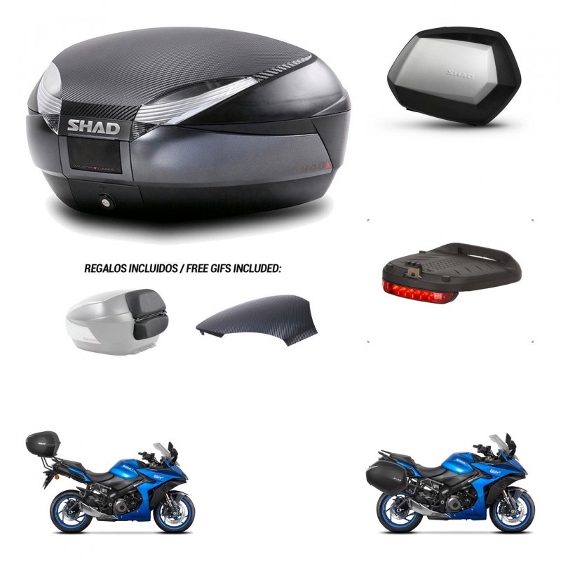 SHAD SH35 PREMIUM suitcases + mounting bracket SH48 trunk backrest cover accessories 49 L KIT-476141