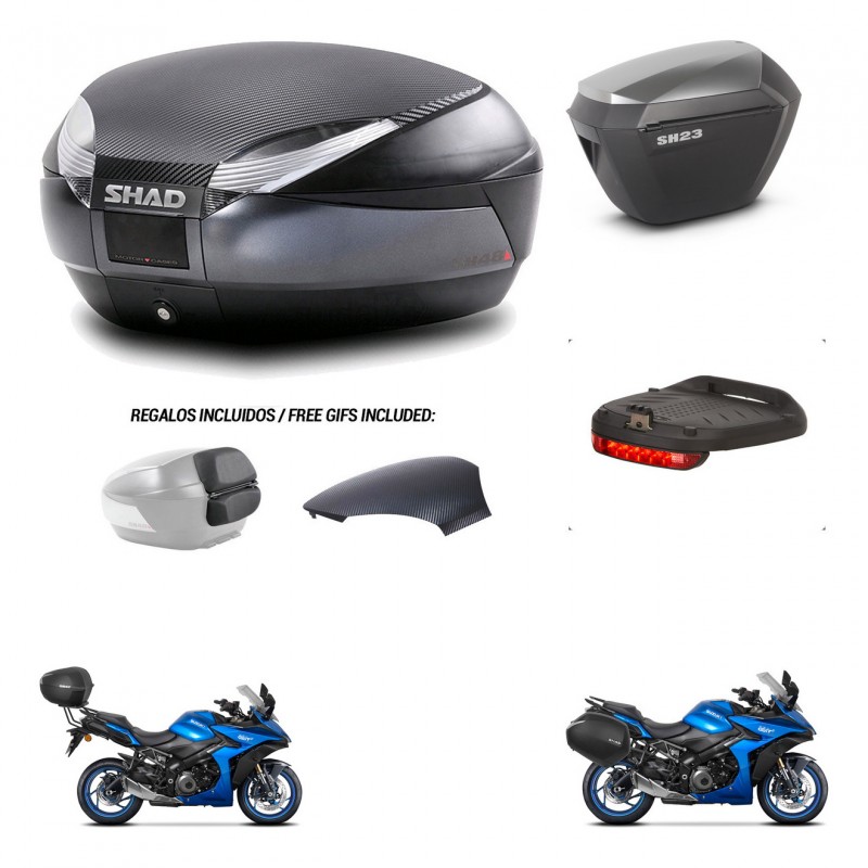 SHAD SH23 alu suitcases + mounting bracket SH48 trunk backrest cover accessories 49 L KIT-476143