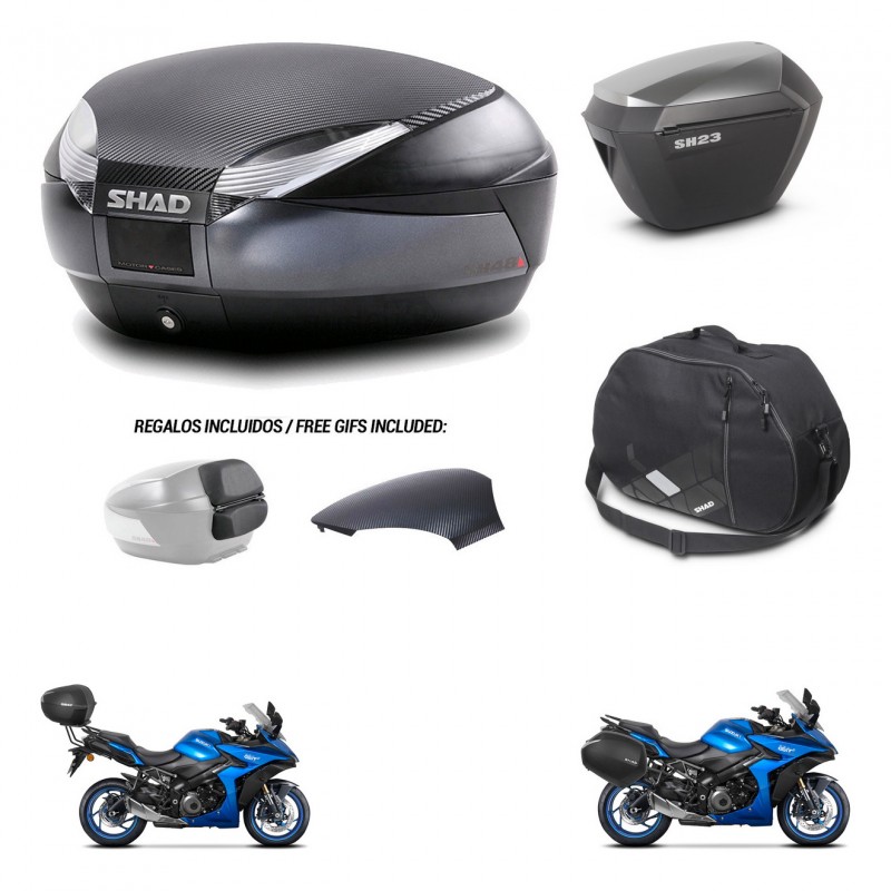 SHAD SH23 alu suitcases + mounting bracket SH48 trunk backrest cover accessories 49 L KIT-476149