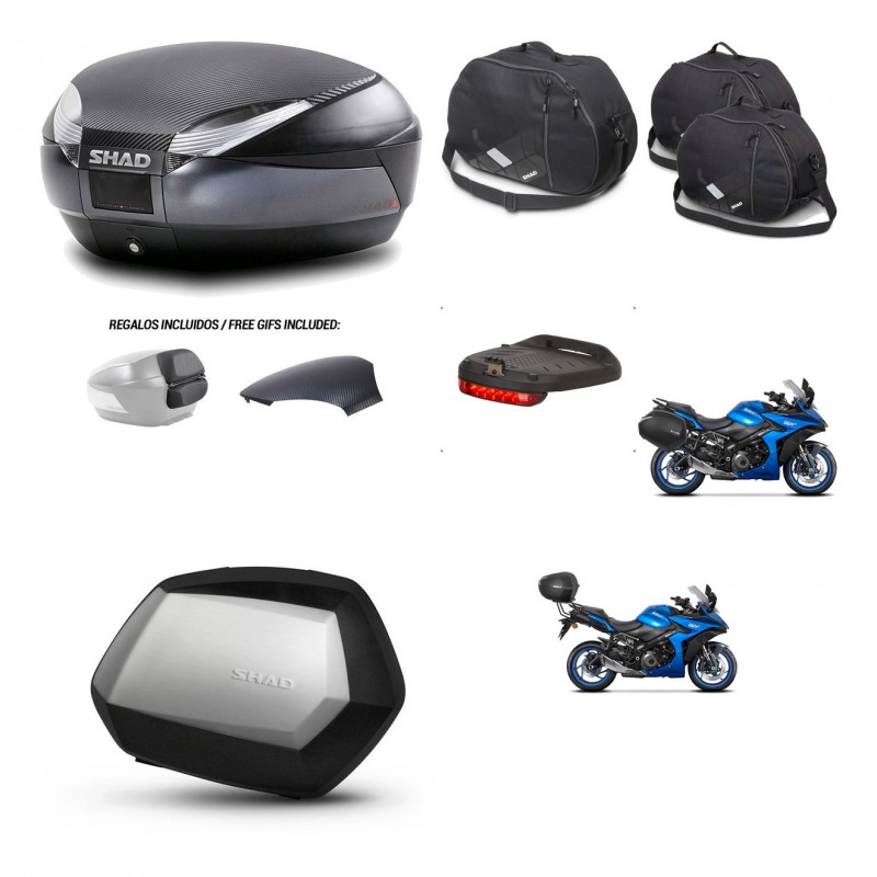 SHAD SH35 PREMIUM suitcases + mounting bracket SH48 trunk backrest cover accessories 49 L KIT-476154