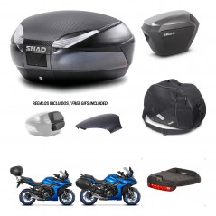 SHAD Maletas sh23 alu + soporte montaje baul SH48 tapa respaldo accesorios 49 L KIT-476155