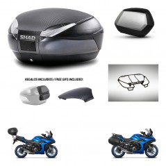 SHAD SH35 PREMIUM suitcases + mounting bracket SH48 trunk backrest cover accessories 49 L KIT-476159