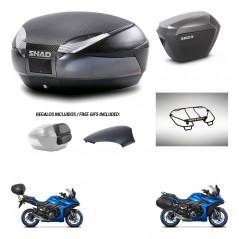 SHAD SH23 alu suitcases + mounting bracket SH48 trunk backrest cover accessories 49 L KIT-476161