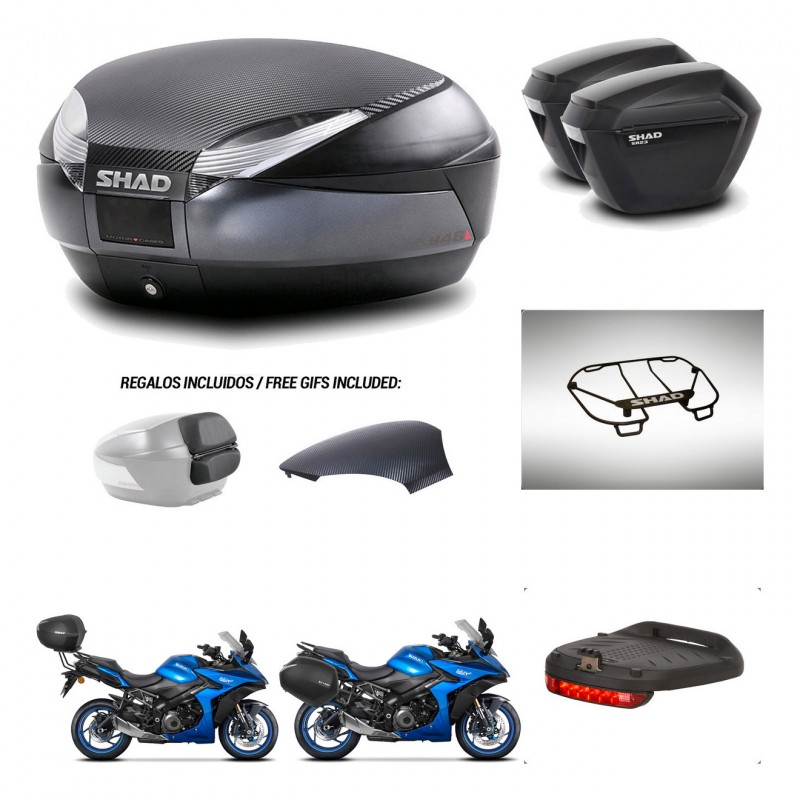 SHAD Maletas sh23 + soporte montaje baul SH48 tapa respaldo accesorios 49 L KIT-476164