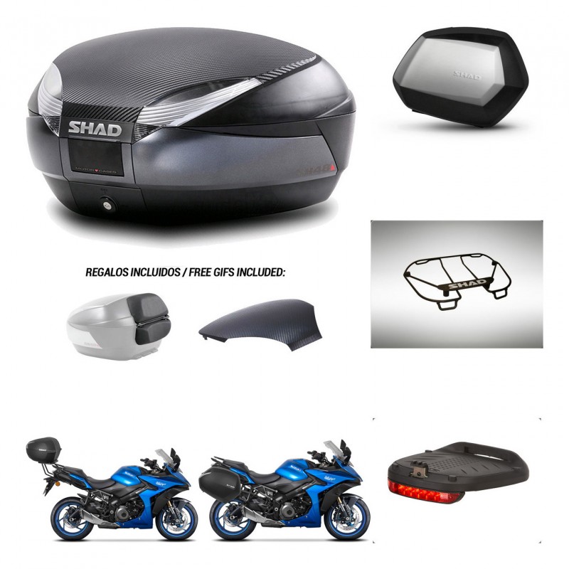 SHAD SH35 PREMIUM suitcases + mounting bracket SH48 trunk backrest cover accessories 49 L KIT-476165