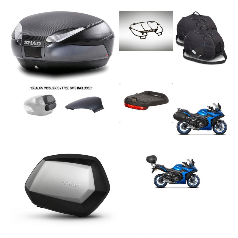 SHAD SH35 PREMIUM suitcases + mounting bracket SH48 trunk backrest cover accessories 49 L KIT-476166