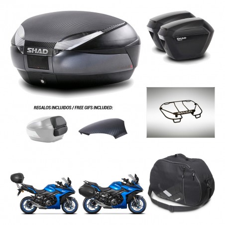 SHAD Maletas sh23 + soporte montaje baul SH48 tapa respaldo accesorios 49 L KIT-476170