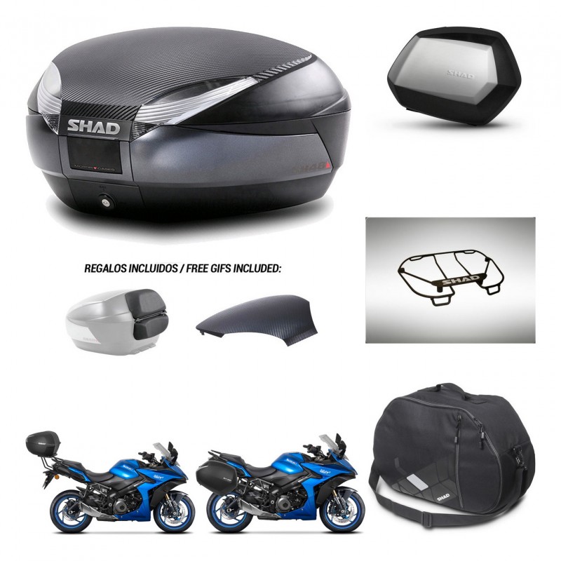 SHAD SH35 PREMIUM suitcases + mounting bracket SH48 trunk backrest cover accessories 49 L KIT-476171
