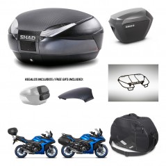 SHAD SH23 alu suitcases + mounting bracket SH48 trunk backrest cover accessories 49 L KIT-476173