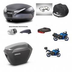SHAD SH23 alu suitcases + mounting bracket SH48 trunk backrest cover accessories 49 L KIT-476179