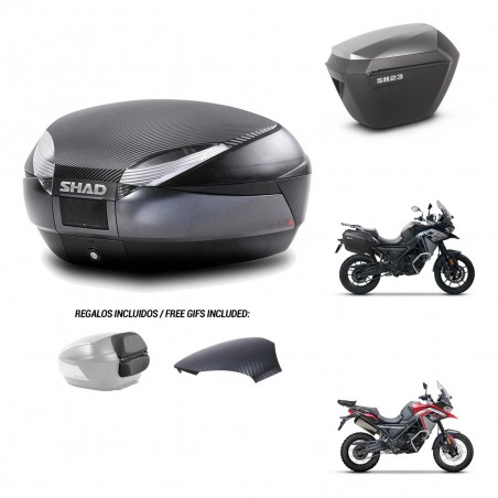 SHAD SH23 alu suitcases + mounting bracket SH48 trunk backrest cover 49 L KIT-476185