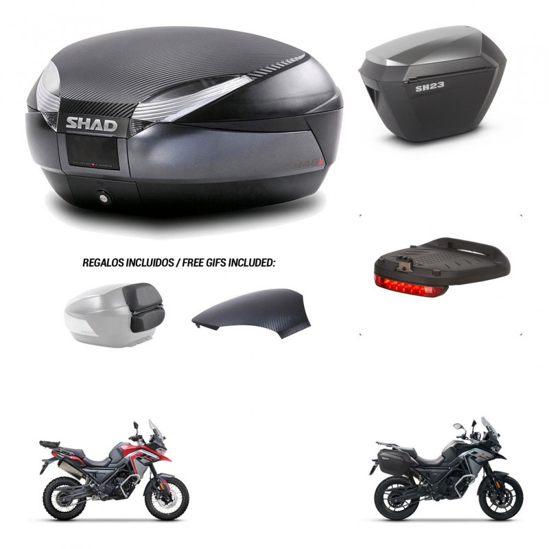 SHAD Maletas sh23 alu + soporte montaje baul SH48 tapa respaldo accesorios 49 L KIT-476191