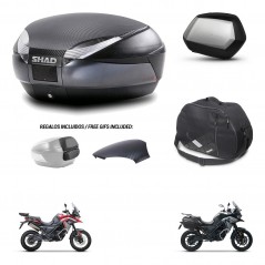 SHAD Maletas SH35 PREMIUM + soporte montaje baul SH48 tapa respaldo accesorios 49 L KIT-476195