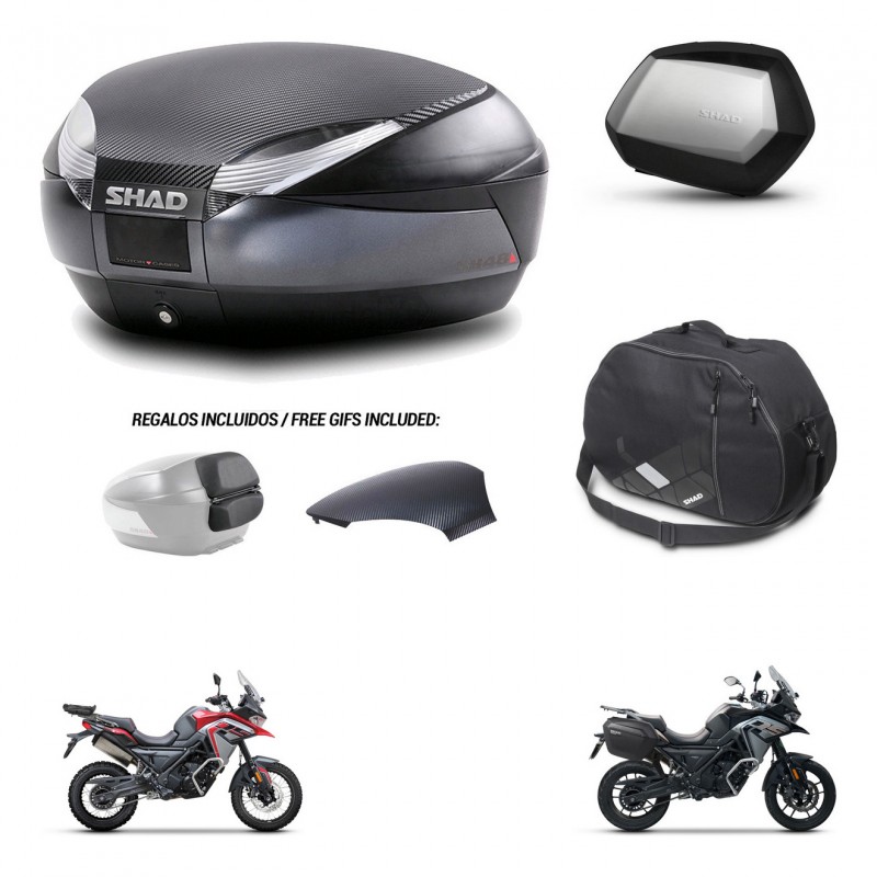 SHAD Maletas SH35 PREMIUM + soporte montaje baul SH48 tapa respaldo accesorios 49 L KIT-476195
