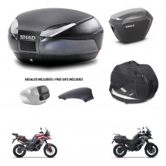 SHAD SH23 alu suitcases + mounting bracket SH48 trunk backrest cover accessories 49 L KIT-476197