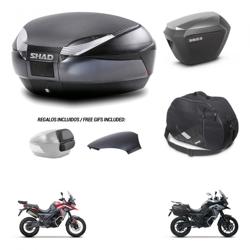 SHAD SH23 alu suitcases + mounting bracket SH48 trunk backrest cover accessories 49 L KIT-476197