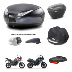 SHAD SH23 alu suitcases + mounting bracket SH48 trunk backrest cover accessories 49 L KIT-476203