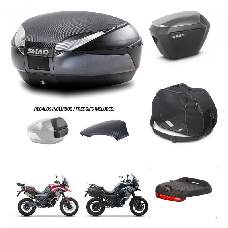 SHAD SH23 alu suitcases + mounting bracket SH48 trunk backrest cover accessories 49 L KIT-476203