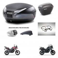 SHAD SH23 alu suitcases + mounting bracket SH48 trunk backrest cover accessories 49 L KIT-476209