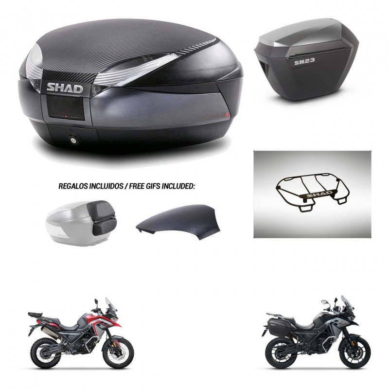 SHAD Maletas sh23 alu + soporte montaje baul SH48 tapa respaldo accesorios 49 L KIT-476209