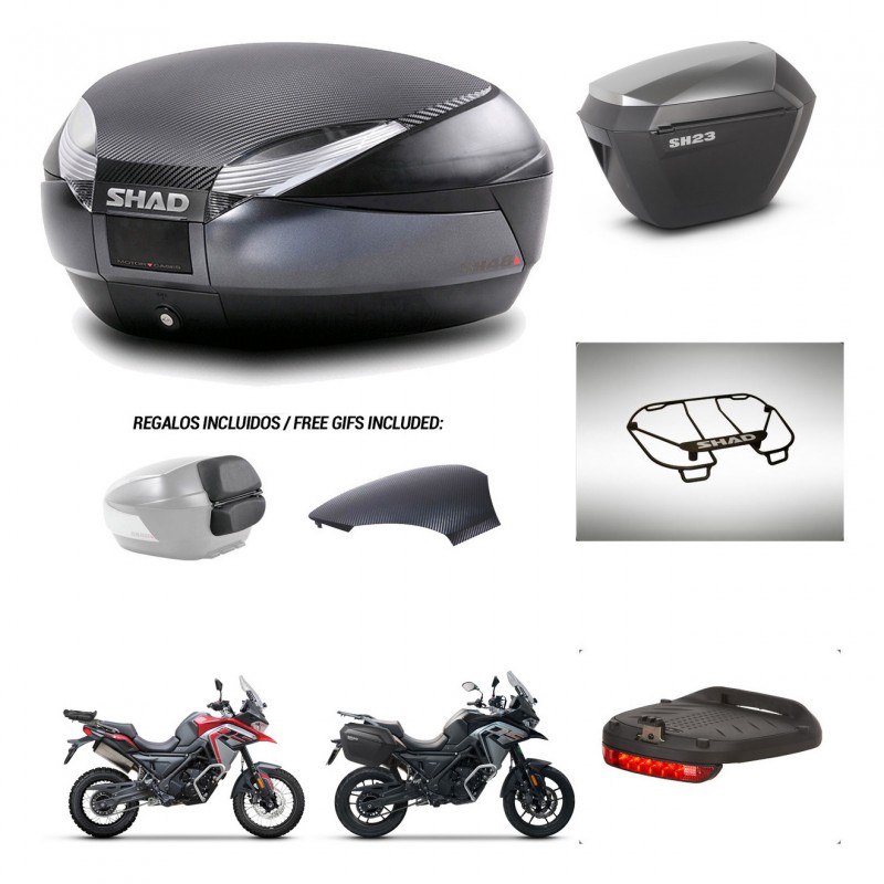 SHAD Maletas sh23 alu + soporte montaje baul SH48 tapa respaldo accesorios 49 L KIT-476215