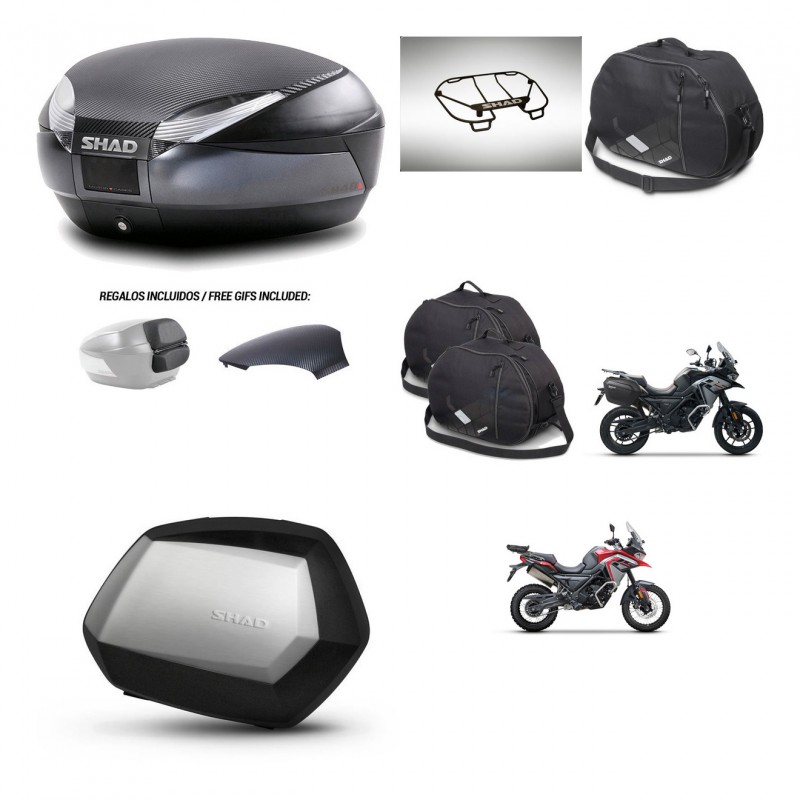 SHAD Maletas SH35 PREMIUM + soporte montaje baul SH48 tapa respaldo accesorios 49 L KIT-476220