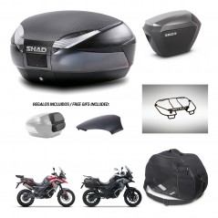 SHAD SH23 alu suitcases + mounting bracket SH48 trunk backrest cover accessories 49 L KIT-476221