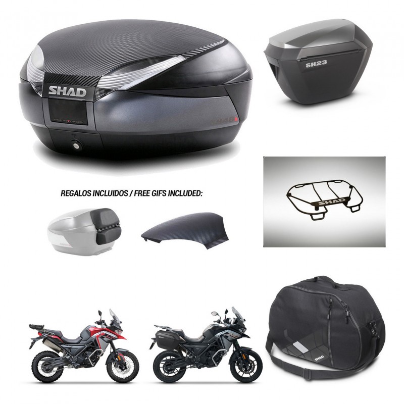 SHAD SH23 alu suitcases + mounting bracket SH48 trunk backrest cover accessories 49 L KIT-476221