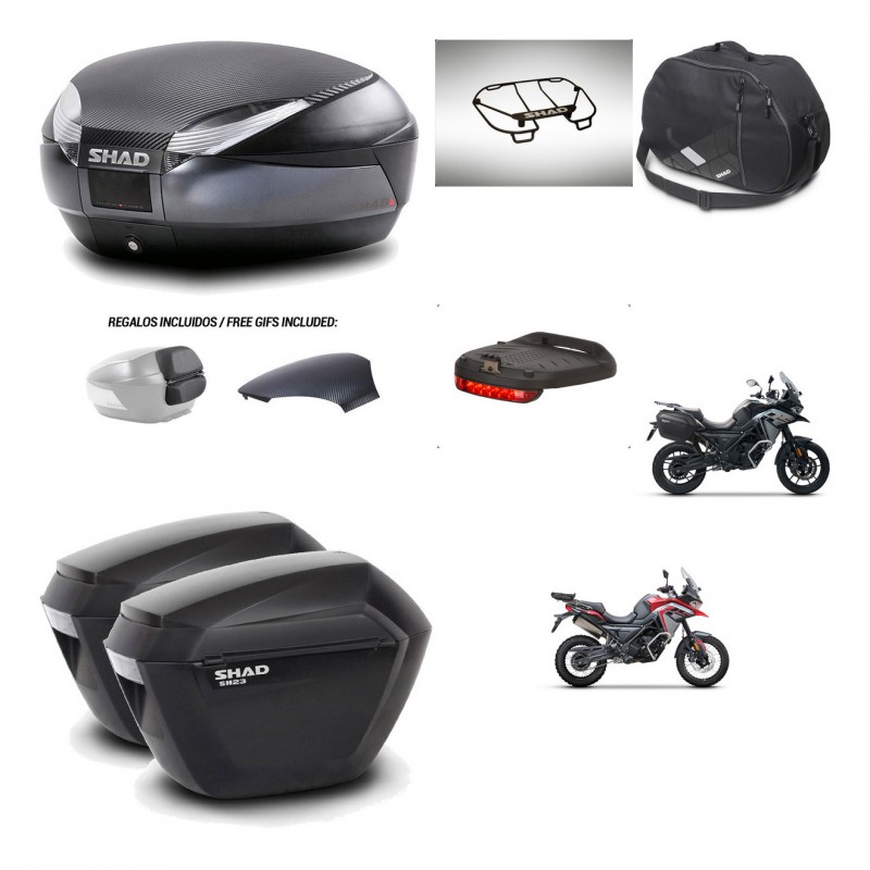 SHAD Maletas sh23 + soporte montaje baul SH48 tapa respaldo accesorios 49 L KIT-476224