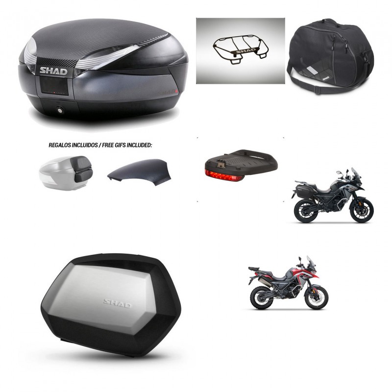 SHAD Maletas SH35 PREMIUM + soporte montaje baul SH48 tapa respaldo accesorios 49 L KIT-476225