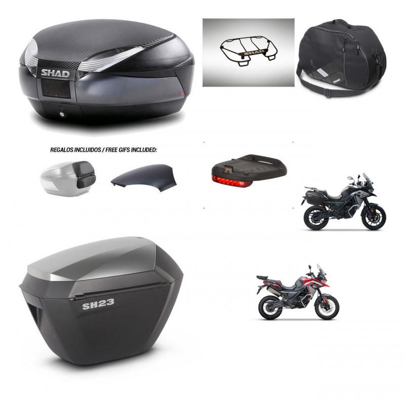 SHAD Maletas sh23 alu + soporte montaje baul SH48 tapa respaldo accesorios 49 L KIT-476227