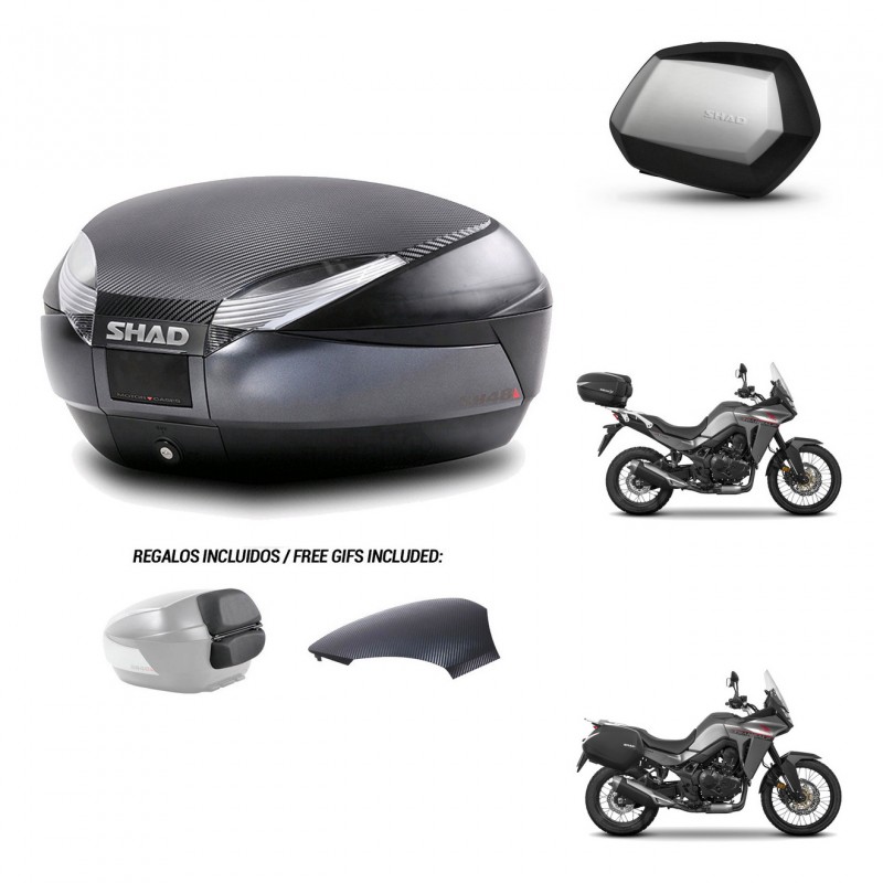 SHAD Maletas SH35 PREMIUM + soporte montaje baul SH48 tapa respaldo 49 L KIT-476231