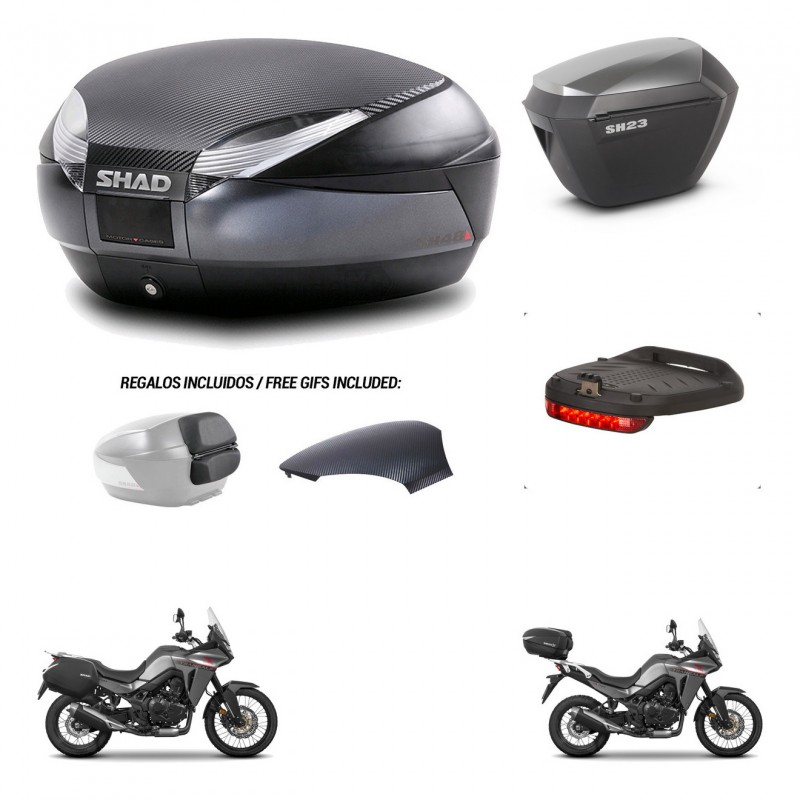 SHAD SH23 alu suitcases + mounting bracket SH48 trunk backrest cover accessories 49 L KIT-476239
