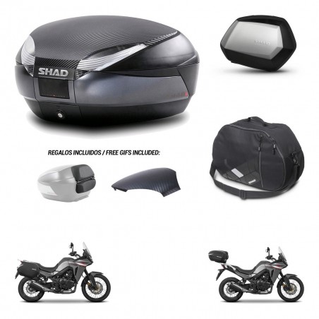 SHAD Maletas SH35 PREMIUM + soporte montaje baul SH48 tapa respaldo accesorios 49 L KIT-476243